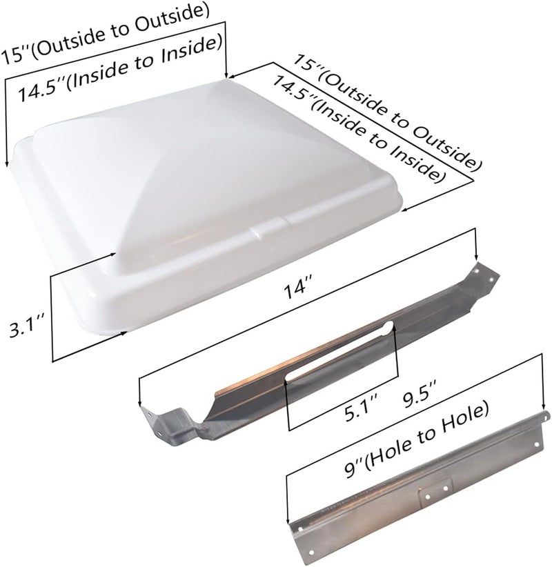 COEFEPIY 3 pcs 14" x 14" Universal RV, Trailer, Camper Roof Vent Cover Lid Replacement - White - Image 2