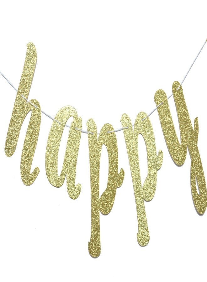 FOZEE Oh Happy Day Gold Glitter Banner-Birthday - Wedding - Gender Reveal/Baby Shower Announcement/Retirement/Congratulations Party Supplies - Image 3