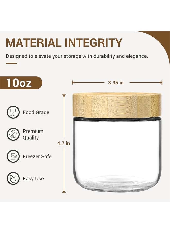 6-pack Glass jars with Airtight Lids, Overnight Oats Containers with Bamboo Lids, Wide mouth Mason Salad jars, Glass Food Storage Containers for Snacks Yogurt Spice Sugar (300ML) - Image 2