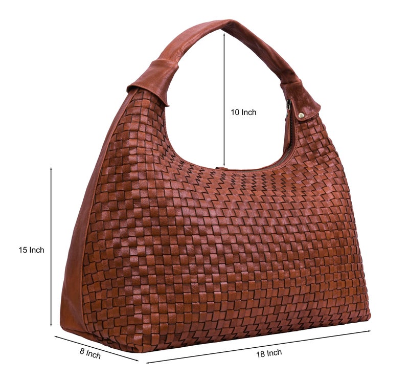 ANTONIO VALERIA Addison Braided Redwood Leather Tote Bag for Women - Image 3