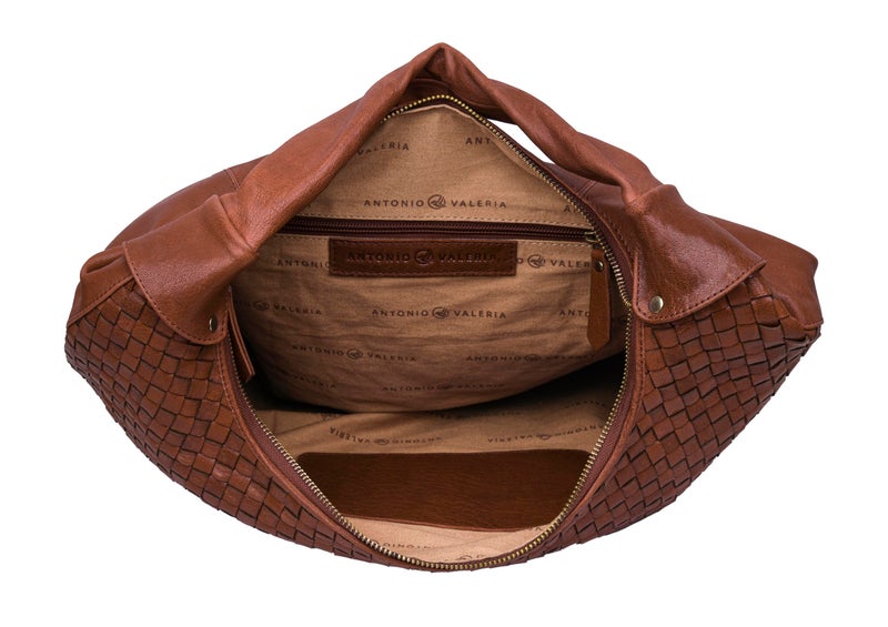 ANTONIO VALERIA Addison Braided Redwood Leather Tote Bag for Women - Image 4