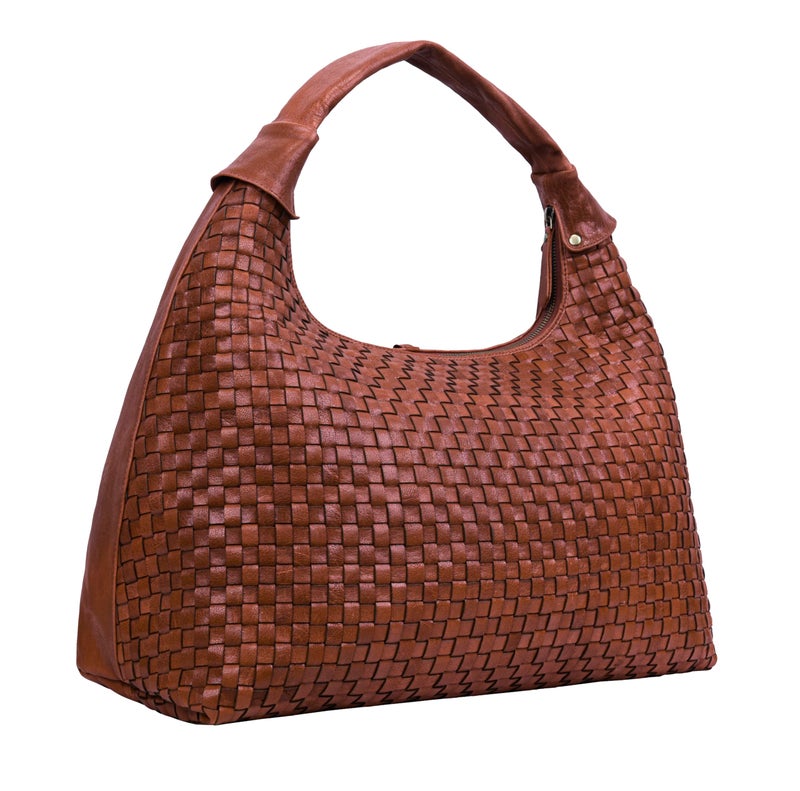 ANTONIO VALERIA Addison Braided Redwood Leather Tote Bag for Women - Image 1