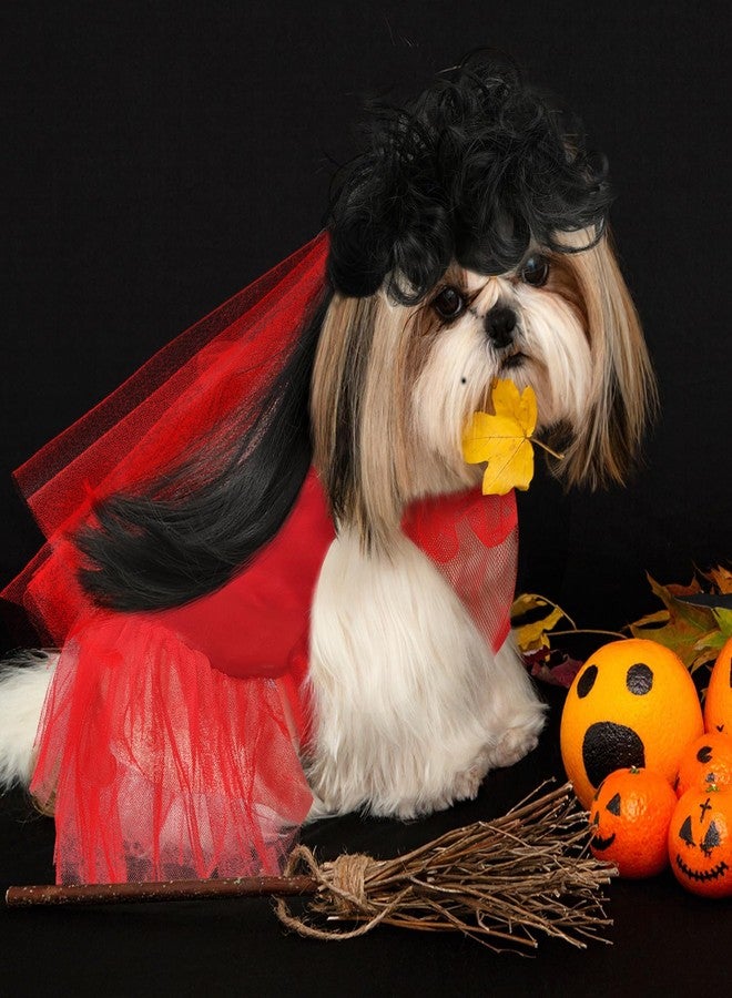 Skicuff مجموعة أزياء حيوانات أليفة للهالوين من Skicuff، 3 قطع، زي عروس الخنفساء الحمراء من الثمانينيات، فستان شبح قوطي لحفل زفاف الحيوانات الأليفة، مناسب للهالوين والتنكر. - Image 4