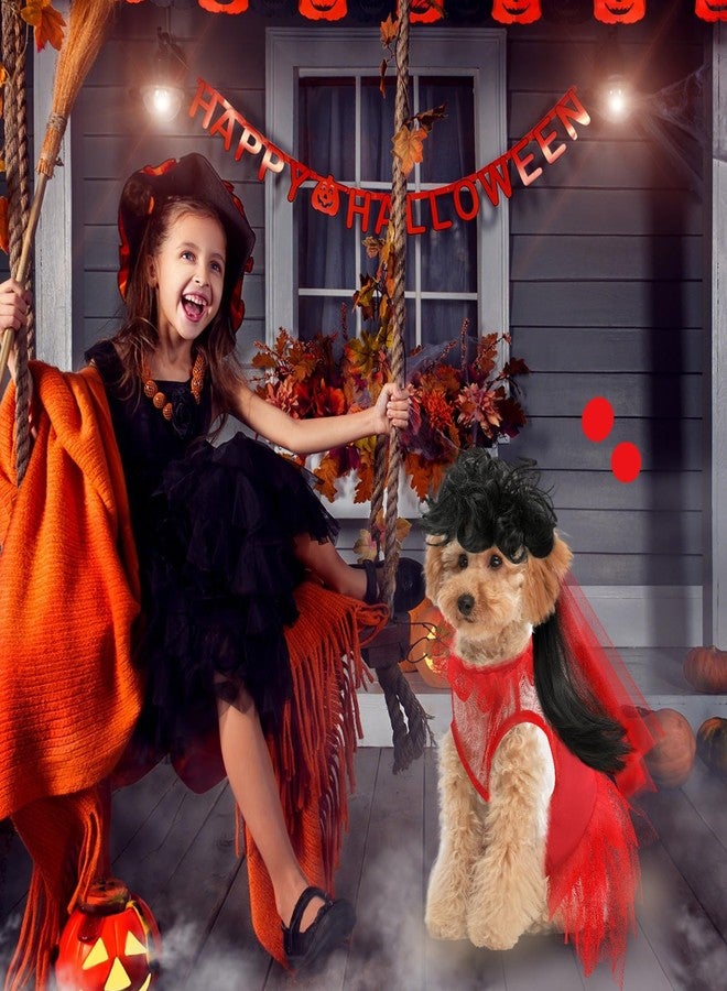 Skicuff مجموعة أزياء حيوانات أليفة للهالوين من Skicuff، 3 قطع، زي عروس الخنفساء الحمراء من الثمانينيات، فستان شبح قوطي لحفل زفاف الحيوانات الأليفة، مناسب للهالوين والتنكر. - Image 5