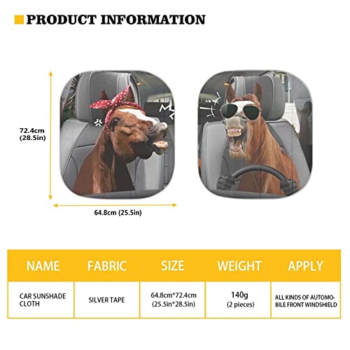 AFPANQZ Funny Horse Car Windshield Sun Shades Foldable Sun Visor Car Front Rear Window Cover Sunshade UV Protector Sunshade Universal Fit Sun Blocks Sunshades for Women - Image 2