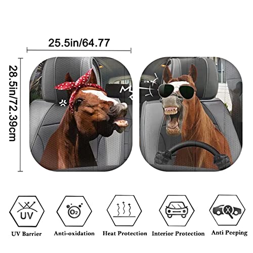 AFPANQZ Funny Horse Car Windshield Sun Shades Foldable Sun Visor Car Front Rear Window Cover Sunshade UV Protector Sunshade Universal Fit Sun Blocks Sunshades for Women - Image 3