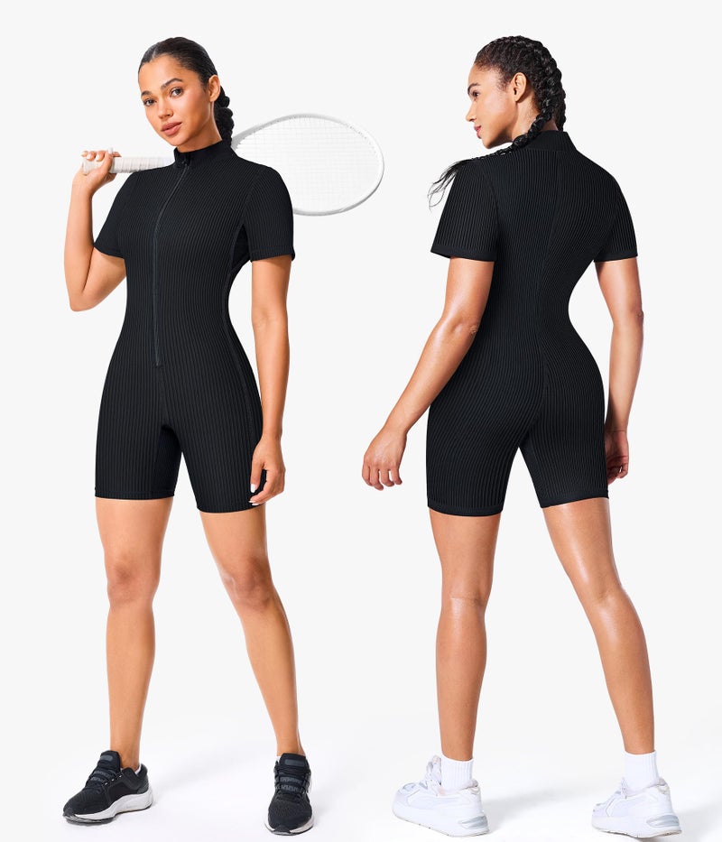 Junlan Waist Trainer Sauna Suit for Women Ribbed Full Body Sweat Suit Shirt (Blue,Medium) - Image 5