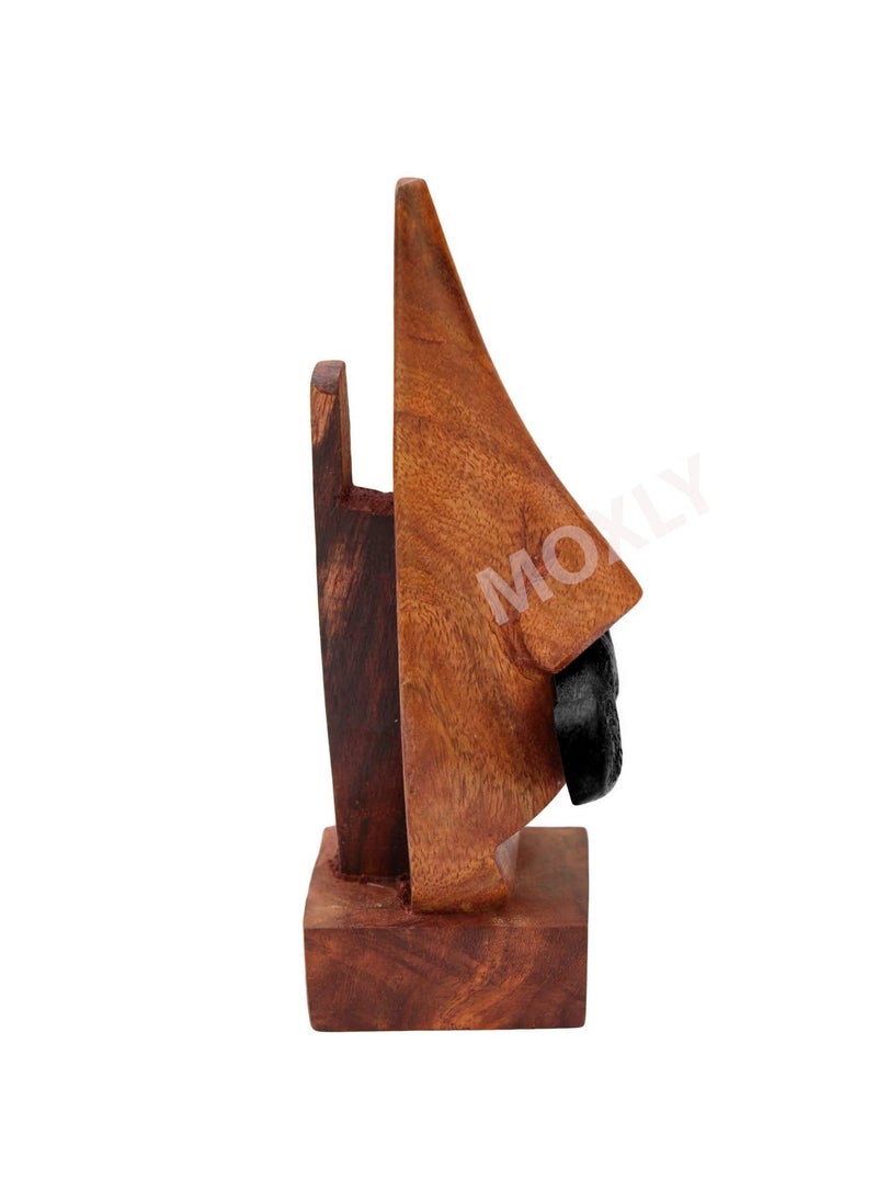 moxly moxly Wood Spectacle Holder Eye Glass Stand Brown Handmade Wooden Nose Shaped Spectacle Specs Eyeglass Holder Stand with Moustache  - Image 5