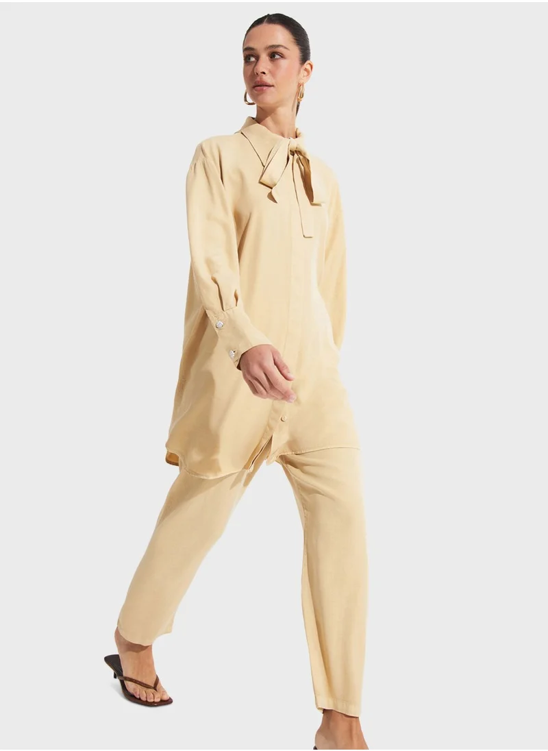 JUNE Ruffle Detail  Shirt & Pants Set