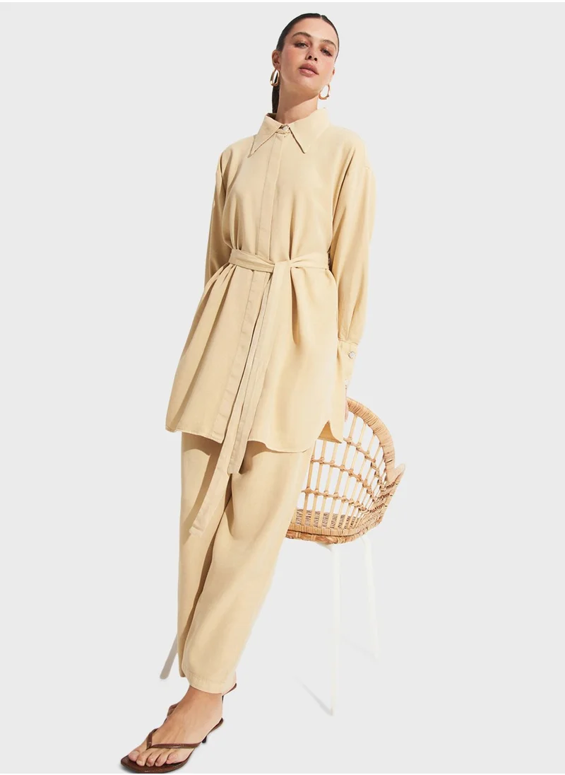 JUNE Ruffle Detail  Shirt & Pants Set