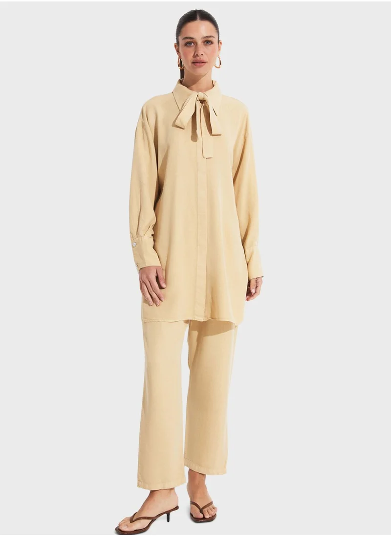 JUNE Ruffle Detail  Shirt & Pants Set