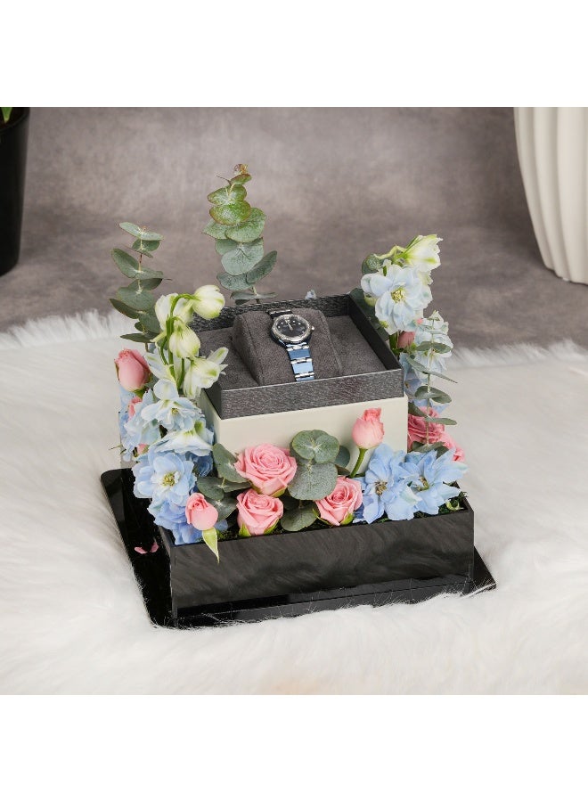 Ferns N Petals Special Moments Cerruti 1881 Watch And Fresh Flowers For Her 