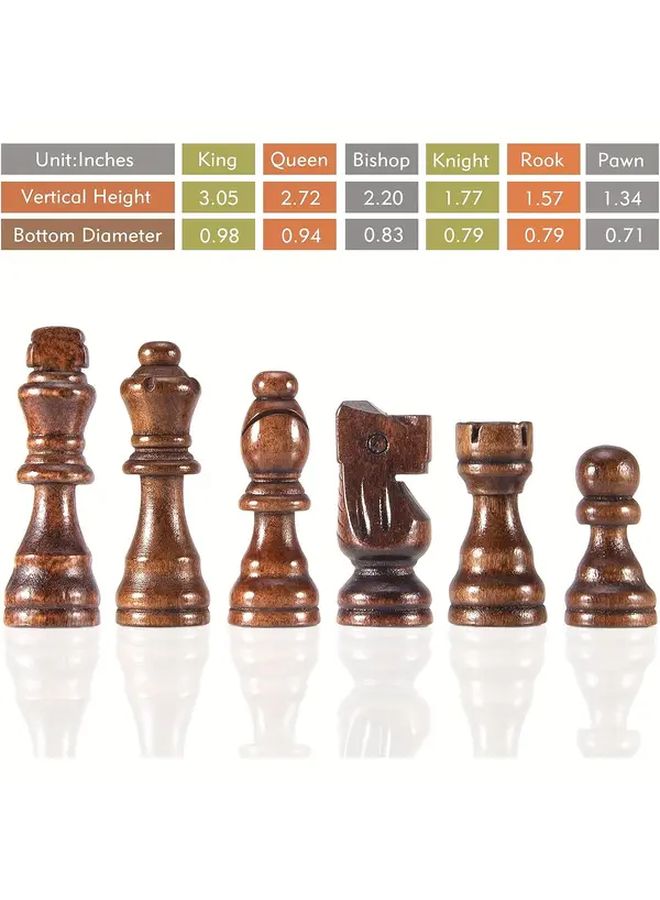 32 Handcrafted Wood Chess Pieces Set 3in King for Adults and Kids - Image 2