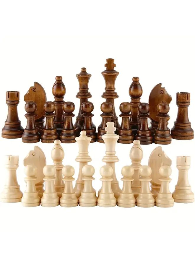 32 Handcrafted Wood Chess Pieces Set 3in King for Adults and Kids - Image 1