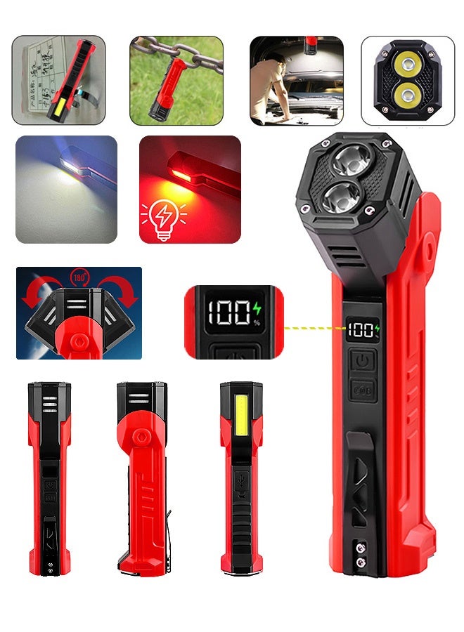Photon Rechargeable Work Light, 1800mAh Led Work Flashlights with Magnetic Base & Hanging Hook, 180° Rotate Mechanic Flashlight for Car Repair for Car Repairing/Emergency, - Image 1