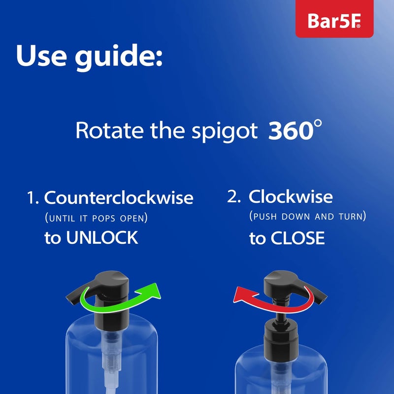 Bar5F Empty Shampoo Bottles with Pumps (2-Pack 32oz/1Liter/Large) BPA-Free PETE1 Plastic Bottle Crystal-Clear - Image 4