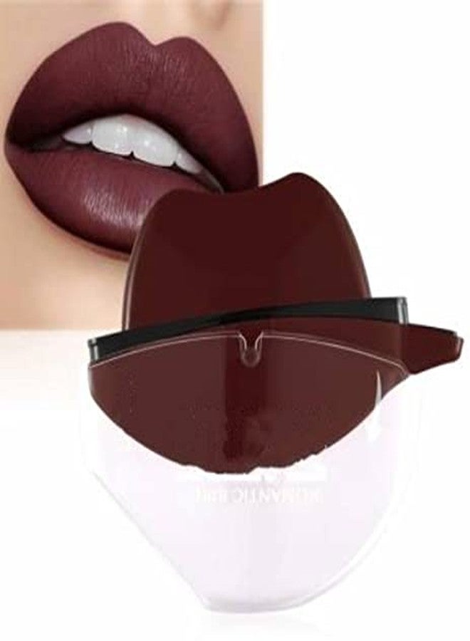 VBA Korean Style Apple Shape Ice Cream Matte Velevt Maroon Lipstick Long Lasting Moisturizer Lips Waterproof Lip Gloss (Maroon) - Image 1