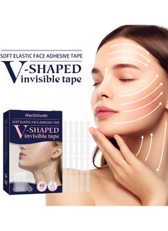 West&Month 40 Patches Face Lift Tape V-Shaped Invisible Tap Stickers Double Chin V Line Lifting Patch Tighten Hide And Wrinkles Around The Eyes And Neck Saggy Skin Make Up Tools  - Image 2