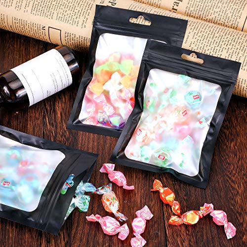 Boao 100 Pieces Resealable Foil Food Storage Bags with Clear Window Coffee Beans Candy Packaging Pouch for Food Small Business Supplies for Jewelry Self Sealed Storage Bags(4 x 7 Inch,Black) - Image 5