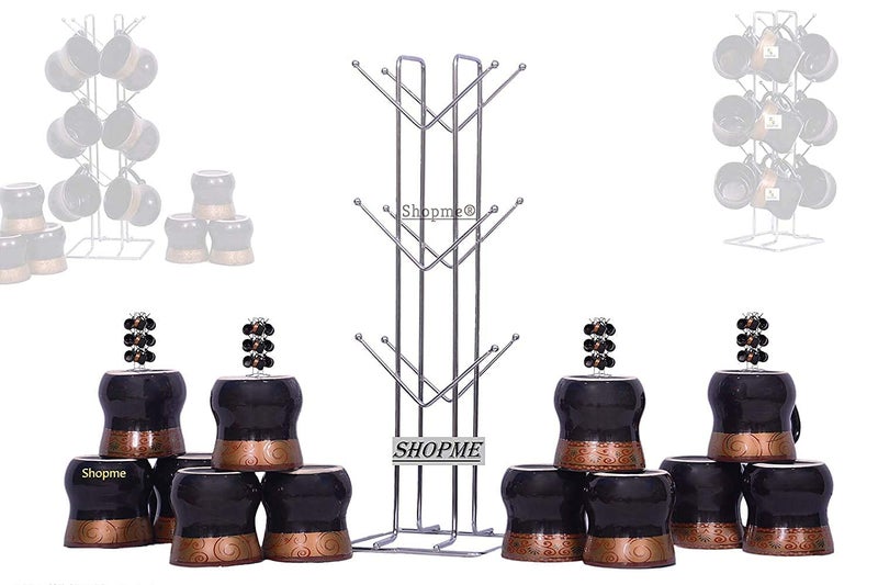 CR18 COLLECTION Stainless Steel Big Size Cup Stand Coffee and Tea Mug Holder 12 Cup Holder and 1pcs Kitchen Dish Rack Storage Shelves for Kitchen Combo Silver - Image 2