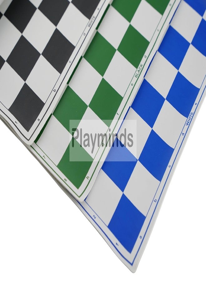 Playminds 20'' x 20'' Tournament Chess Vinyl Foldable Chess Game with Solid Plastic Pieces (with Two Extra Queens + Pouch for Mat + Bag) - for Professional Chess Players - Combo of 3 Mats - Image 5