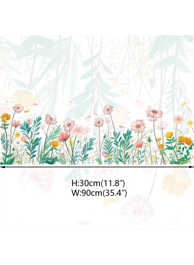 Runtoo Flower Dandelion Wall Art Decals Grass Baseboard Skirting Line Corner Stickers for Girls Bedroom Living Room Kids Wall Decor - Image 4