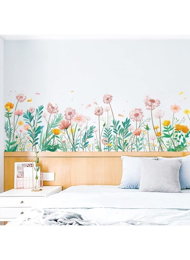 Runtoo Flower Dandelion Wall Art Decals Grass Baseboard Skirting Line Corner Stickers for Girls Bedroom Living Room Kids Wall Decor - Image 3