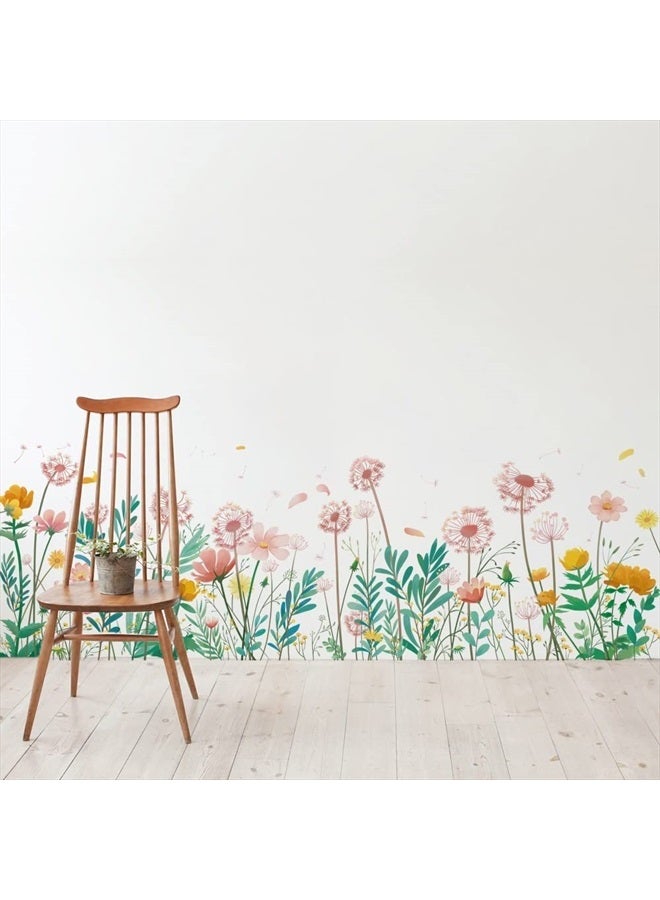 Runtoo Flower Dandelion Wall Art Decals Grass Baseboard Skirting Line Corner Stickers for Girls Bedroom Living Room Kids Wall Decor - Image 2