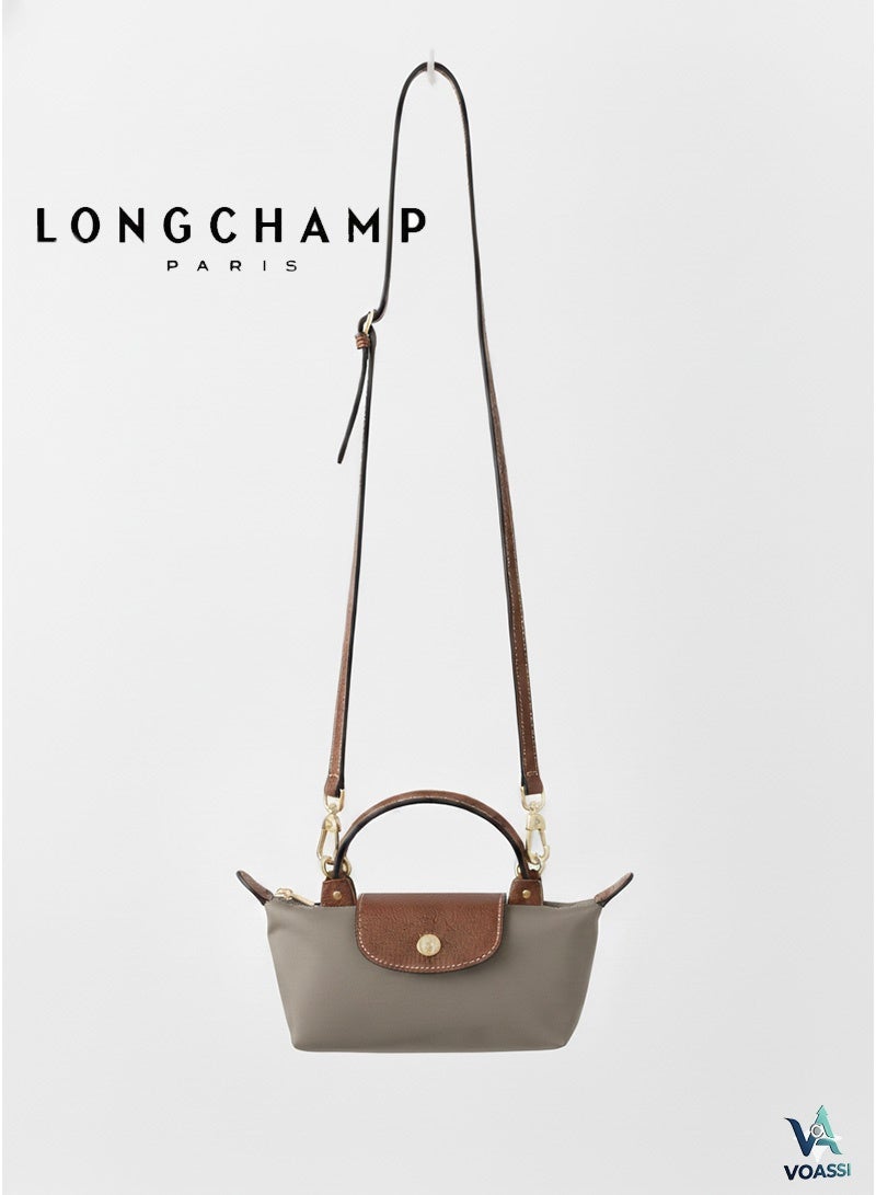 Longchamp French Longchamp Women's  fashion versatile mini makeup bag handbag shoulder bag handheld small bag Mini Classic Grey - Image 1