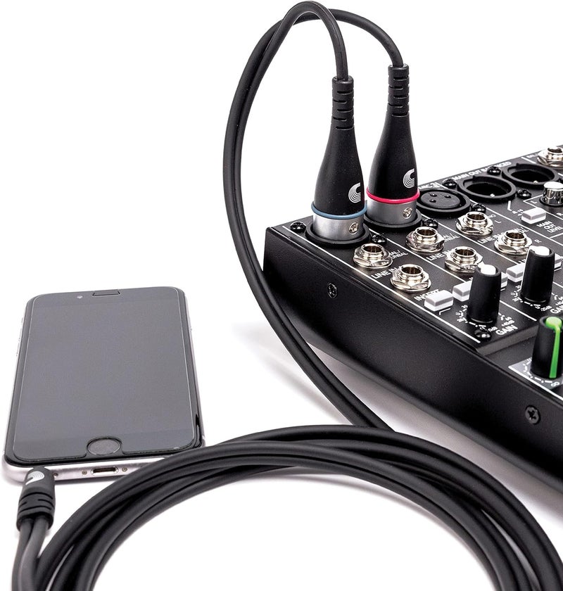 Planet Waves كابل XLR من بلانيت ويفز د'أداريوا - 6 أقدام/1.82 متر - من جهاز محمول إلى نظام صوتي - أسود - Image 4