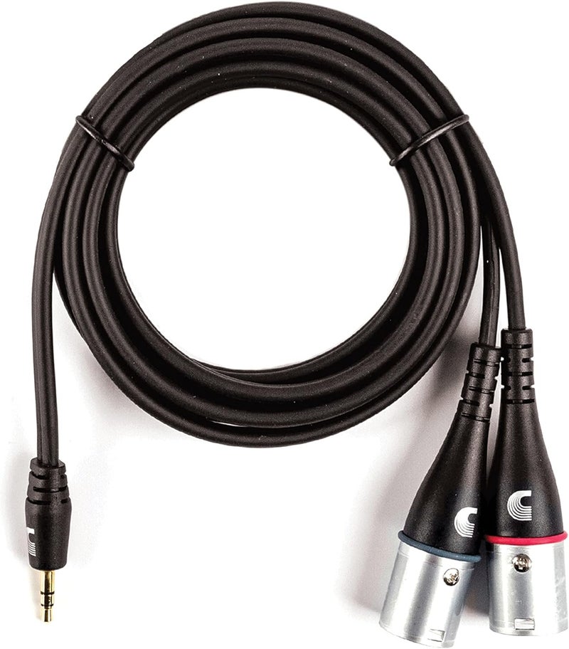 Planet Waves كابل XLR من بلانيت ويفز د'أداريوا - 6 أقدام/1.82 متر - من جهاز محمول إلى نظام صوتي - أسود - Image 1