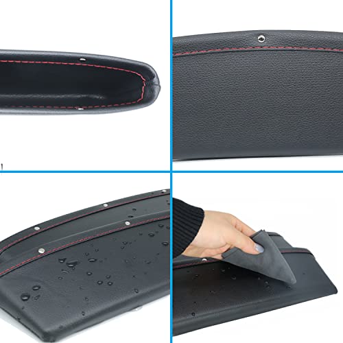 INTOR 2Pcs Car Seat Gap Filler Organizer - PU Leather Crevice Storage Box for Keys, Money, Phone, Cards - Side Filler Organization (Black) - Image 3