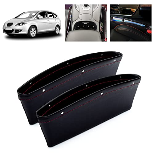 INTOR 2Pcs Car Seat Gap Filler Organizer - PU Leather Crevice Storage Box for Keys, Money, Phone, Cards - Side Filler Organization (Black) - Image 1