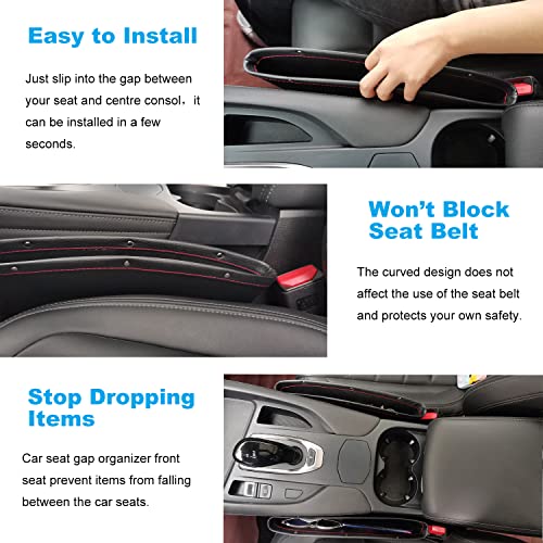 INTOR 2Pcs Car Seat Gap Filler Organizer - PU Leather Crevice Storage Box for Keys, Money, Phone, Cards - Side Filler Organization (Black) - Image 5
