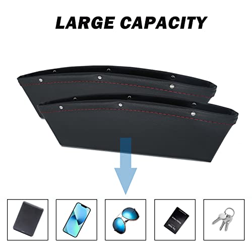 INTOR 2Pcs Car Seat Gap Filler Organizer - PU Leather Crevice Storage Box for Keys, Money, Phone, Cards - Side Filler Organization (Black) - Image 4