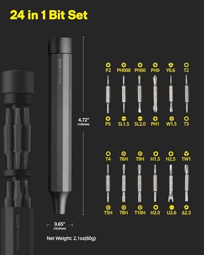 HOTO 24 in 1 Multi Bit Mini Screwdriver Set Magnetic, Manual Precision Screwdriver Set, EDC Pen Screwdriver for Eyeglasses, Electronics, Watches, Phones, Laptops, Cameras, Slate Grey - Image 5