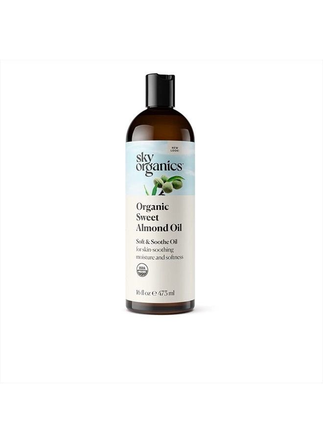 Sky Organics Organic Sweet Almond Oil for Body 100% Pure & Cold-Pressed USDA Certified Organic to Moisturize, Soften & Nourish, 16 fl. Oz  - Image 1