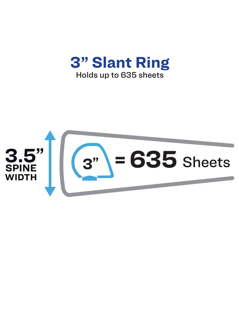 AVERY Avery Heavy-Duty View 3 Ring Binder, 3" One Touch Slant Rings, Holds 8.5" x 11" Paper, 1 White Binder (05604)  - Image 3