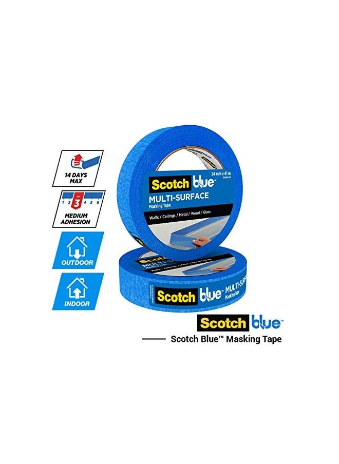 Scotch  Blue Premium Masking Tape 48Mm X 41M Blue Color Masking And Protection High Adhesion Multi Surface For Walls Ceiling Metal Wood Easy To Remove With No Residue 1 Roll/Pack  - Image 3