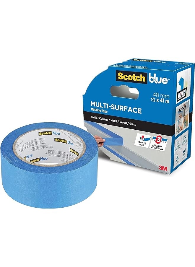Scotch  Blue Premium Masking Tape 48Mm X 41M Blue Color Masking And Protection High Adhesion Multi Surface For Walls Ceiling Metal Wood Easy To Remove With No Residue 1 Roll/Pack  - Image 1