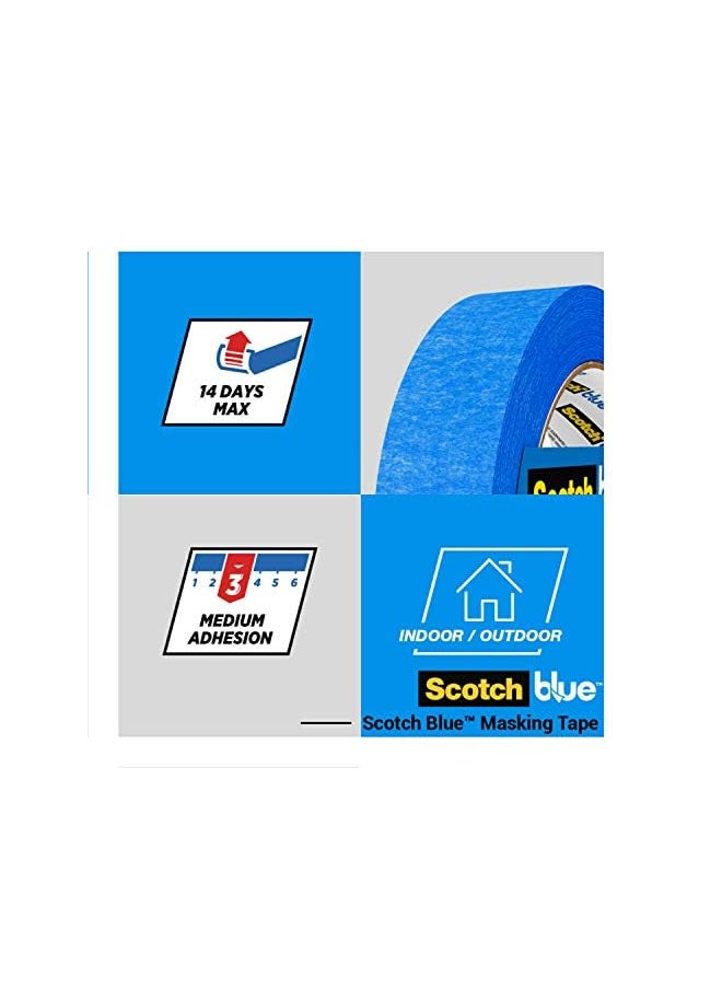 Scotch  Blue Premium Masking Tape 48Mm X 41M Blue Color Masking And Protection High Adhesion Multi Surface For Walls Ceiling Metal Wood Easy To Remove With No Residue 1 Roll/Pack  - Image 4