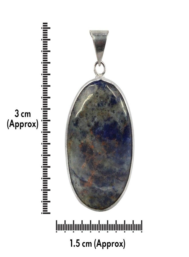 Crystu AAA Sodalite Pendant Oval Shape Crystal Stone Locket - Pendant with Metal Chain for Reiki Healing and Crystal Healing Gemstone for Unisex (Color : Blue) - Image 5
