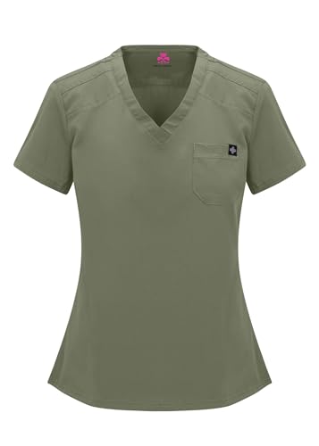 Natural Uniforms Womens Cool Stretch Modern Tuck-In Top Yoga Jogger Scrub Set (Olive, Large) - Image 2