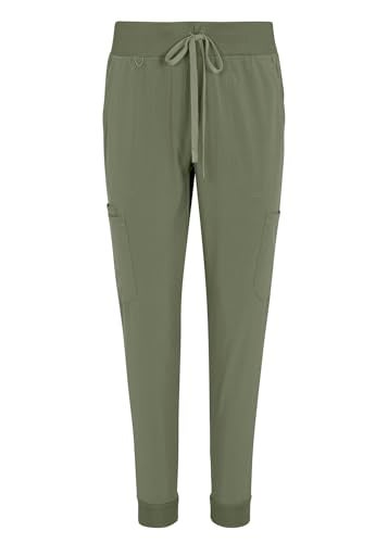 Natural Uniforms Womens Cool Stretch Modern Tuck-In Top Yoga Jogger Scrub Set (Olive, Large) - Image 4