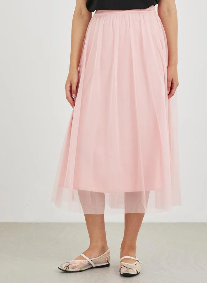 Take Two Take Two Solid Chiffon A-Line Midi Skirt
