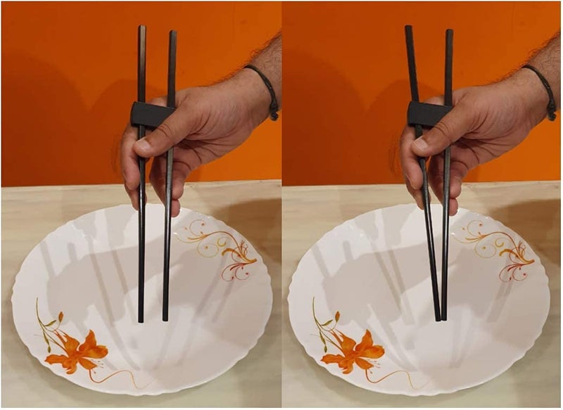 CERO ® 3D Printed Chopsticks Handle Made Easy to Practice for Kids and Adults (Black PLA Plastic) - Image 1