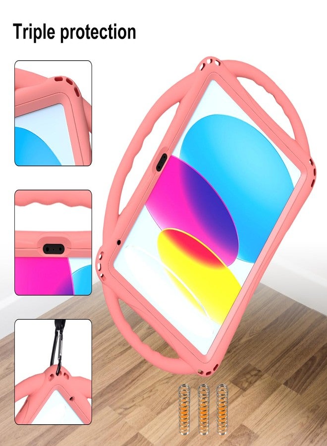 TOPESCT Kids Case for 10.9" iPad 10th Gen - Made of Kid-Friendly Silicone, with Built-in Screen Protector, Shockproof Handle Stand Case for iPad 10th Generation 10.9 inch 2022 (Pink) - Image 4