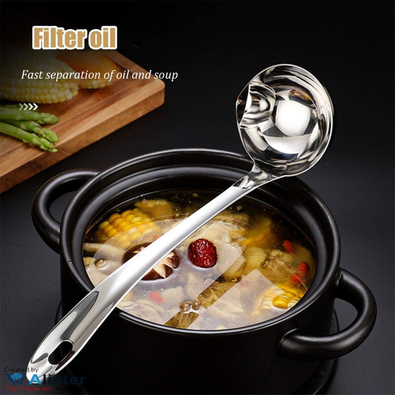 Essential Soup Ladle for Home Cooking: Stainless Steel Fat Separator Spoon Long Handle Reliable Kitchen Tool for Fatigue, Now I Have Al-Israa (3) - Image 4