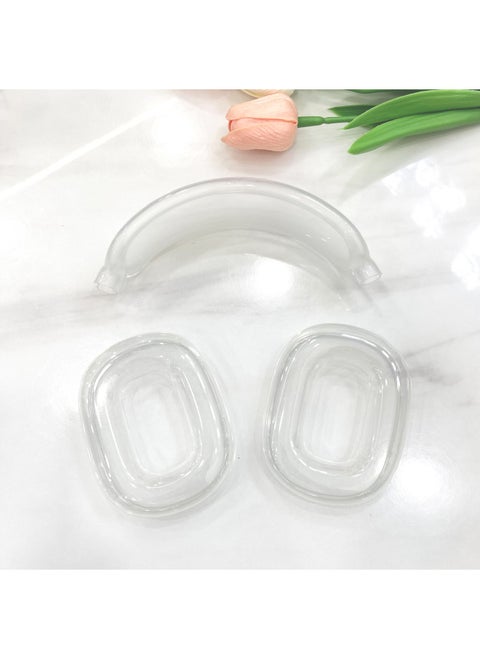 Applicable To Apple Air Pods Max Bluetooth Wireless Headset Transparent Soft Shell Headset Transparent Protective Cover-Color:Ear Beam Inner Ear Cup Transparent-Model:air Pods Max Bag With White Pearl