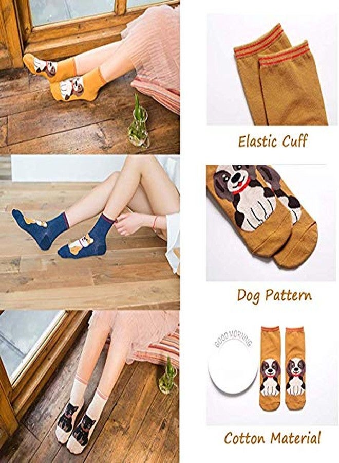 JMP 3 Pairs Womens Cute Dog Patterned Animal Socks Colorful Funny Casual Cotton Novelty Crew Socks (Multicolor, Freesize) - Image 4